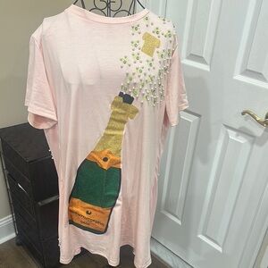 Pink Graphic T-Shirt with Champagne Design